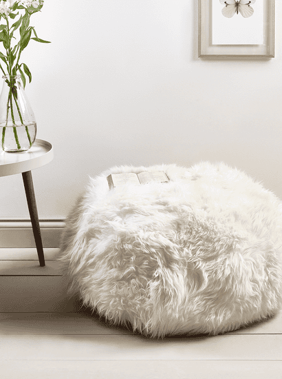 Sumptuous Sheepskin Pouffe - Ivory