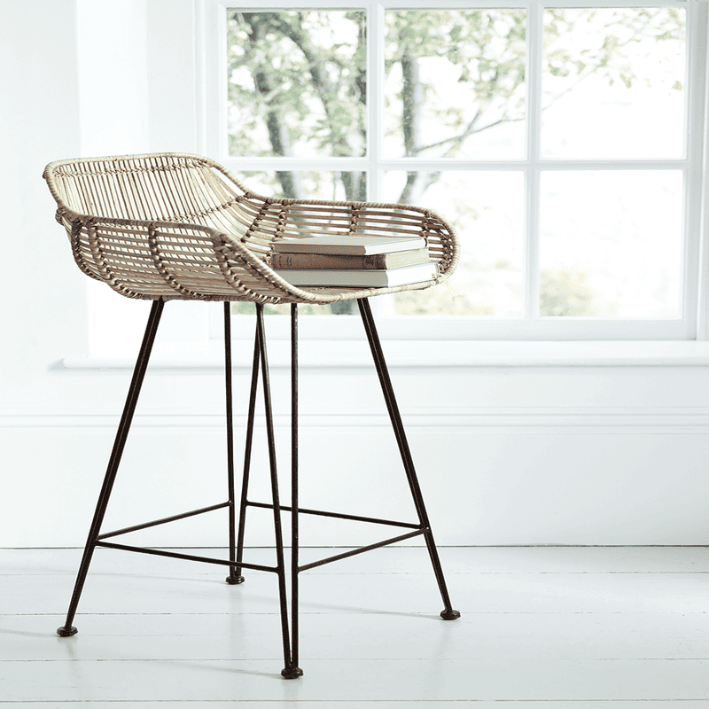 Flat Rattan Counter Stool Natural