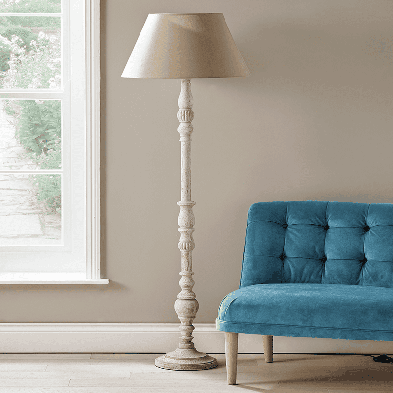 White and wood floor lamp hot sale