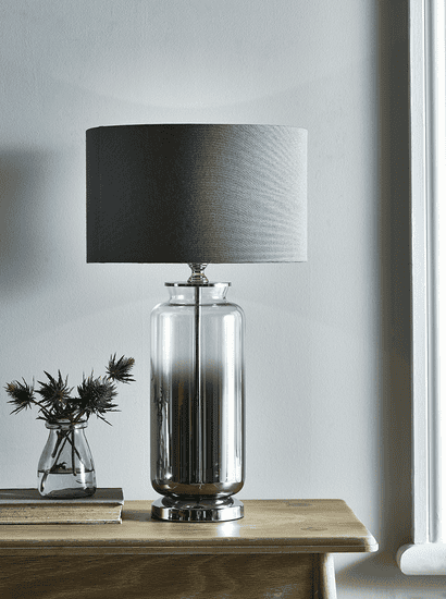 Grey Smoked Glass Table Lamp