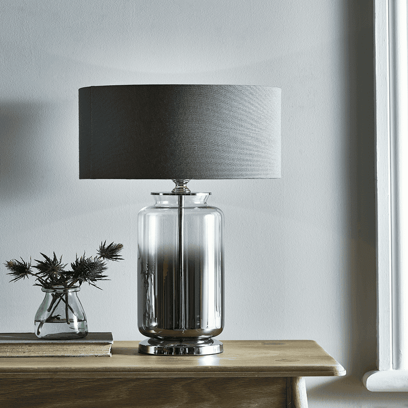 Smoked glass online bedside lamp