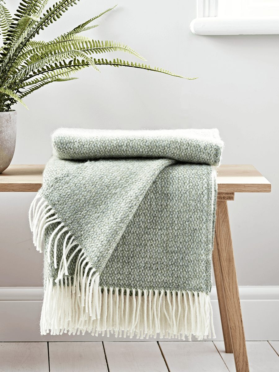 Product photograph of Soft Wool Throw - Sage from Cox and Cox