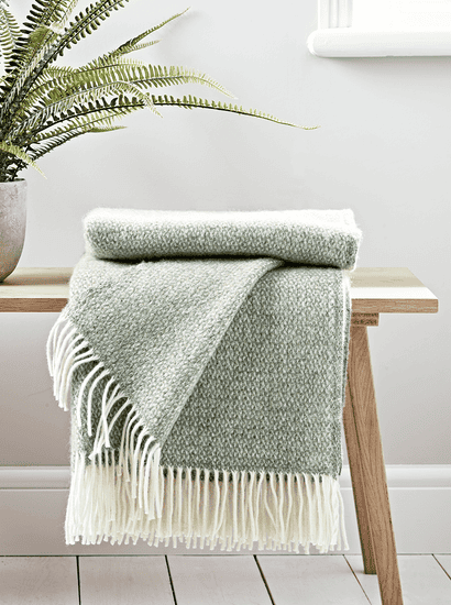 Soft Wool Throw - Sage