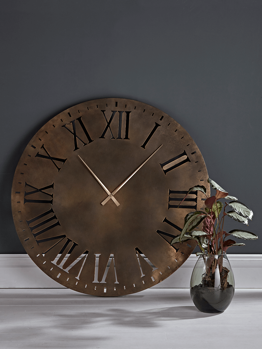 Product photograph of Oversized Bronze Clock from Cox and Cox