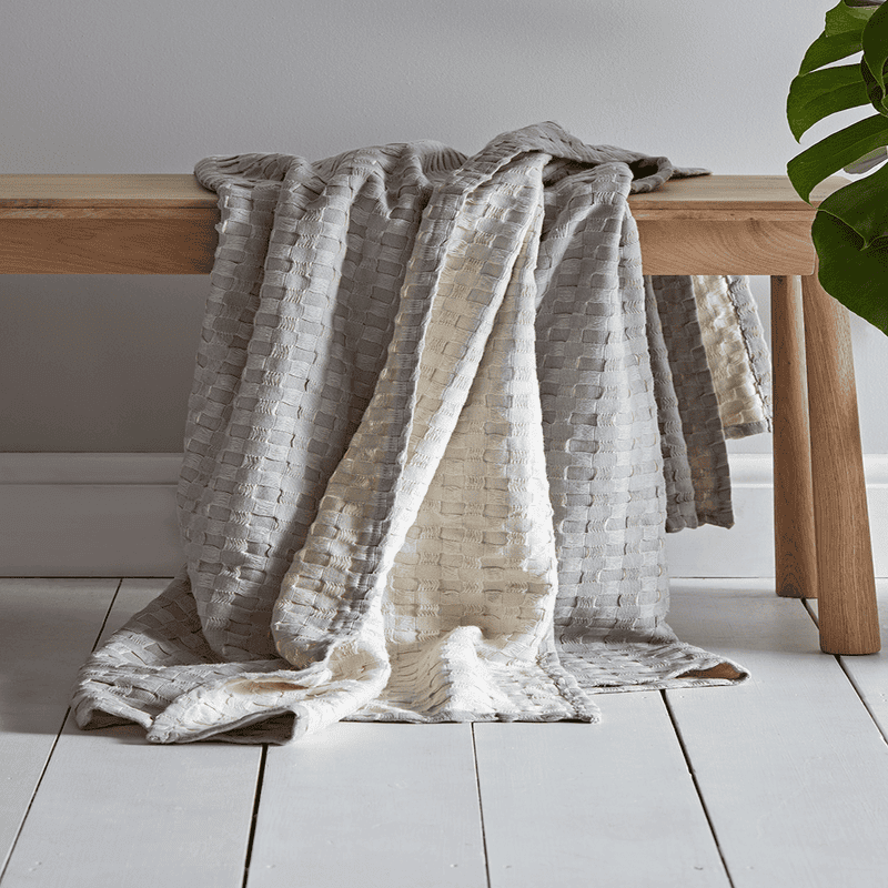 Cotton Waffle Throw Grey