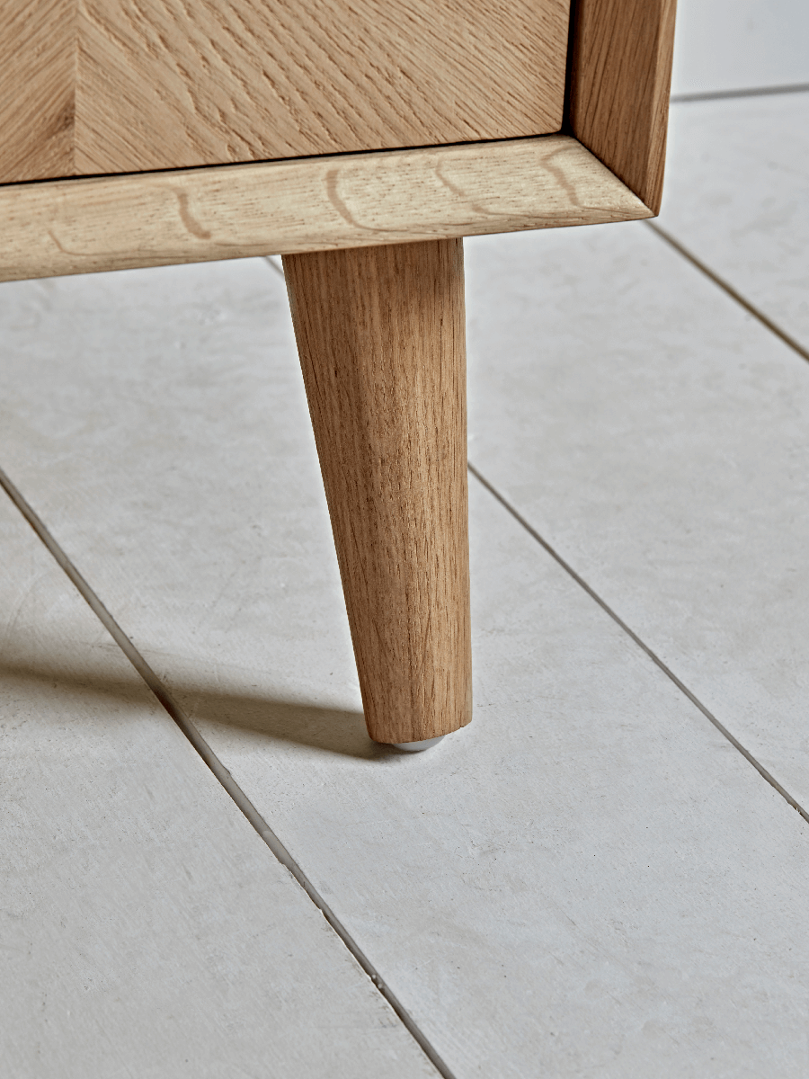 Product photograph of Chevron Oak Chest Of Drawers from Cox and Cox.