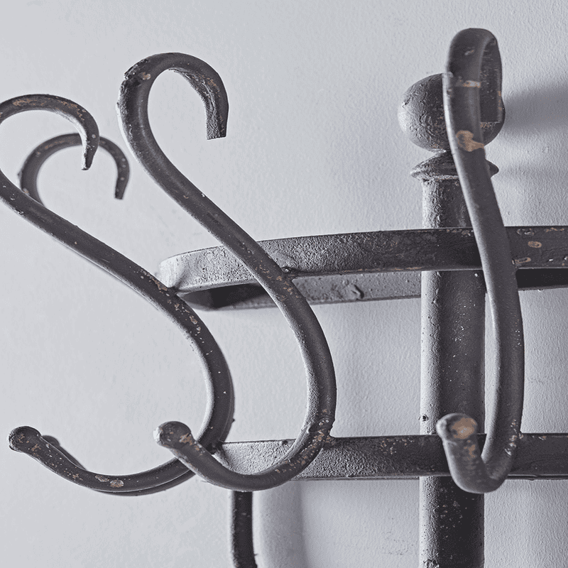 Aged Metal Wall Mounted Coat Rack