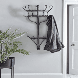 Aged Metal Wall Mounted Coat Rack