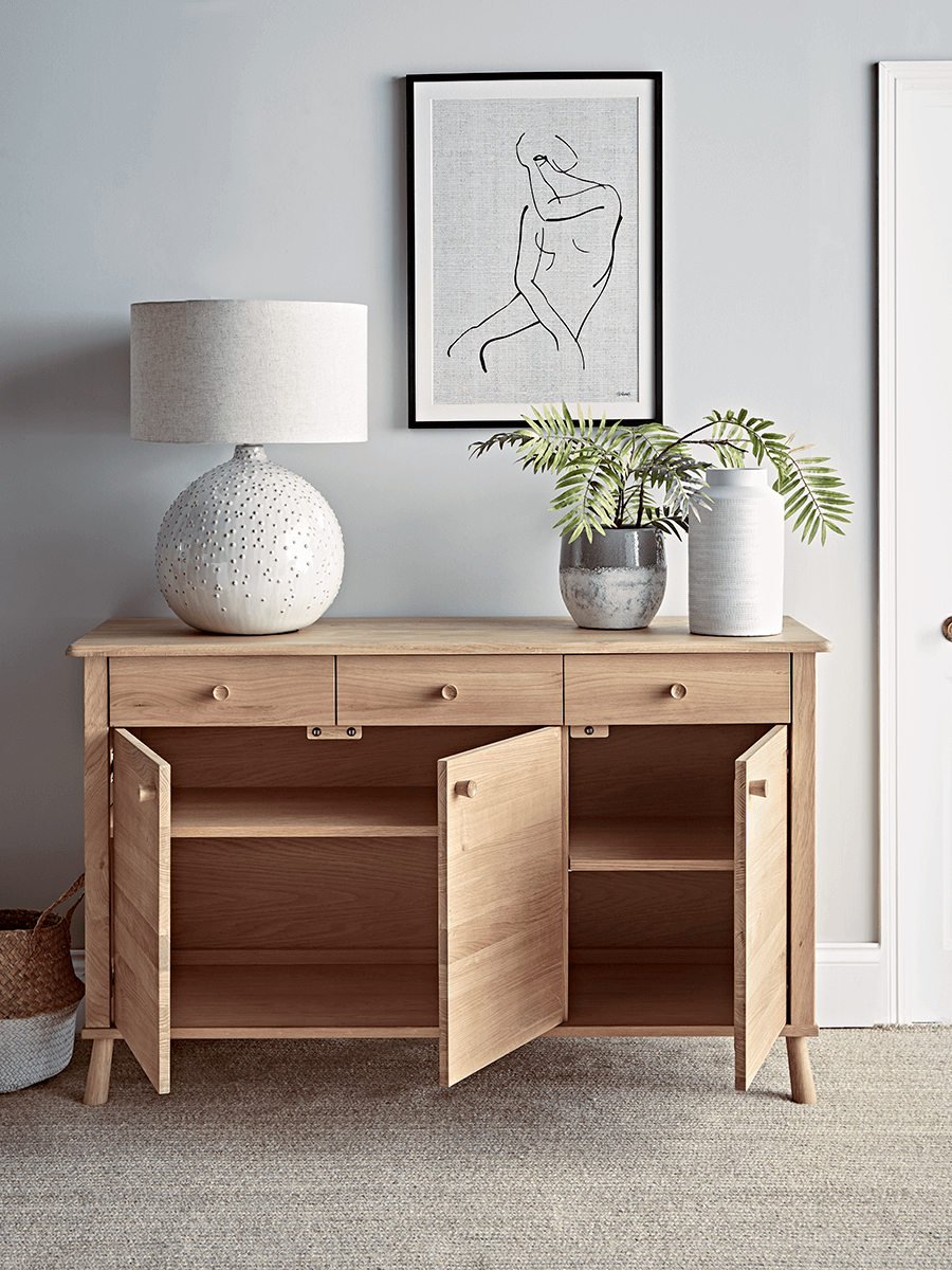 Product photograph of Bergen Oak Sideboard - Natural from Cox and Cox.