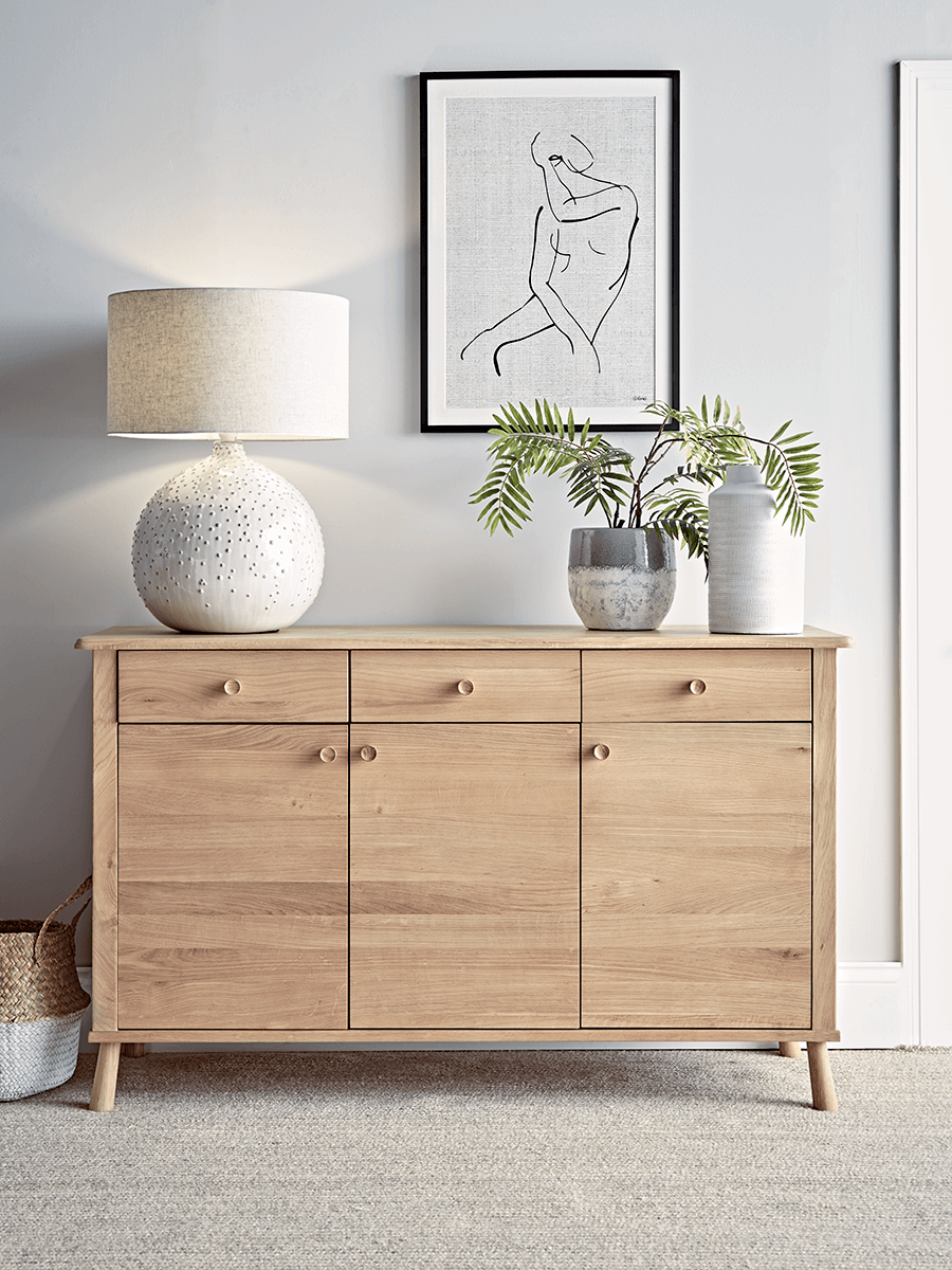 Product photograph of Bergen Oak Sideboard - Natural from Cox and Cox.