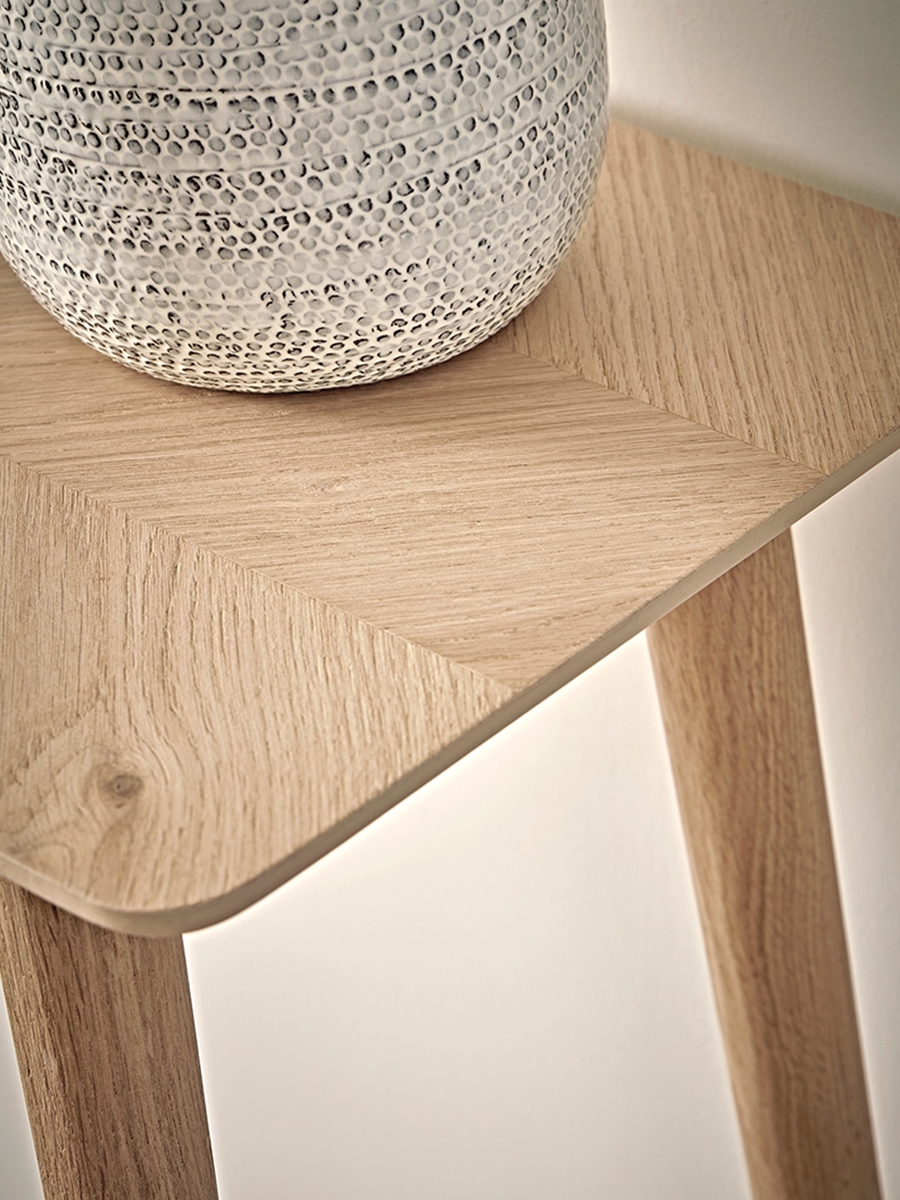 Product photograph of Chevron Oak Console Table from Cox and Cox.