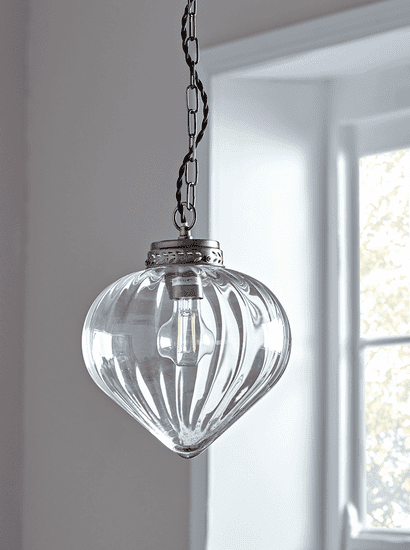 Fluted Droplet Glass Pendant