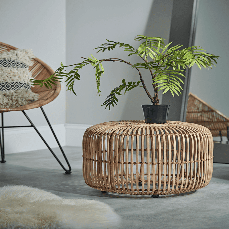 Natural wicker hot sale side table