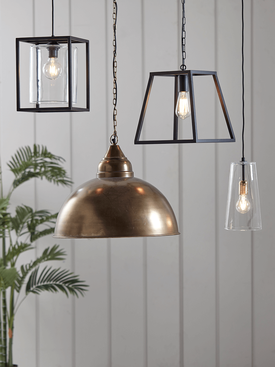 Product photograph of Metal Trapeze Pendant - Black from Cox and Cox.