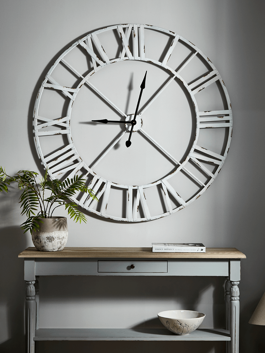 Product photograph of Ironwork Cut Out Clock - White from Cox and Cox