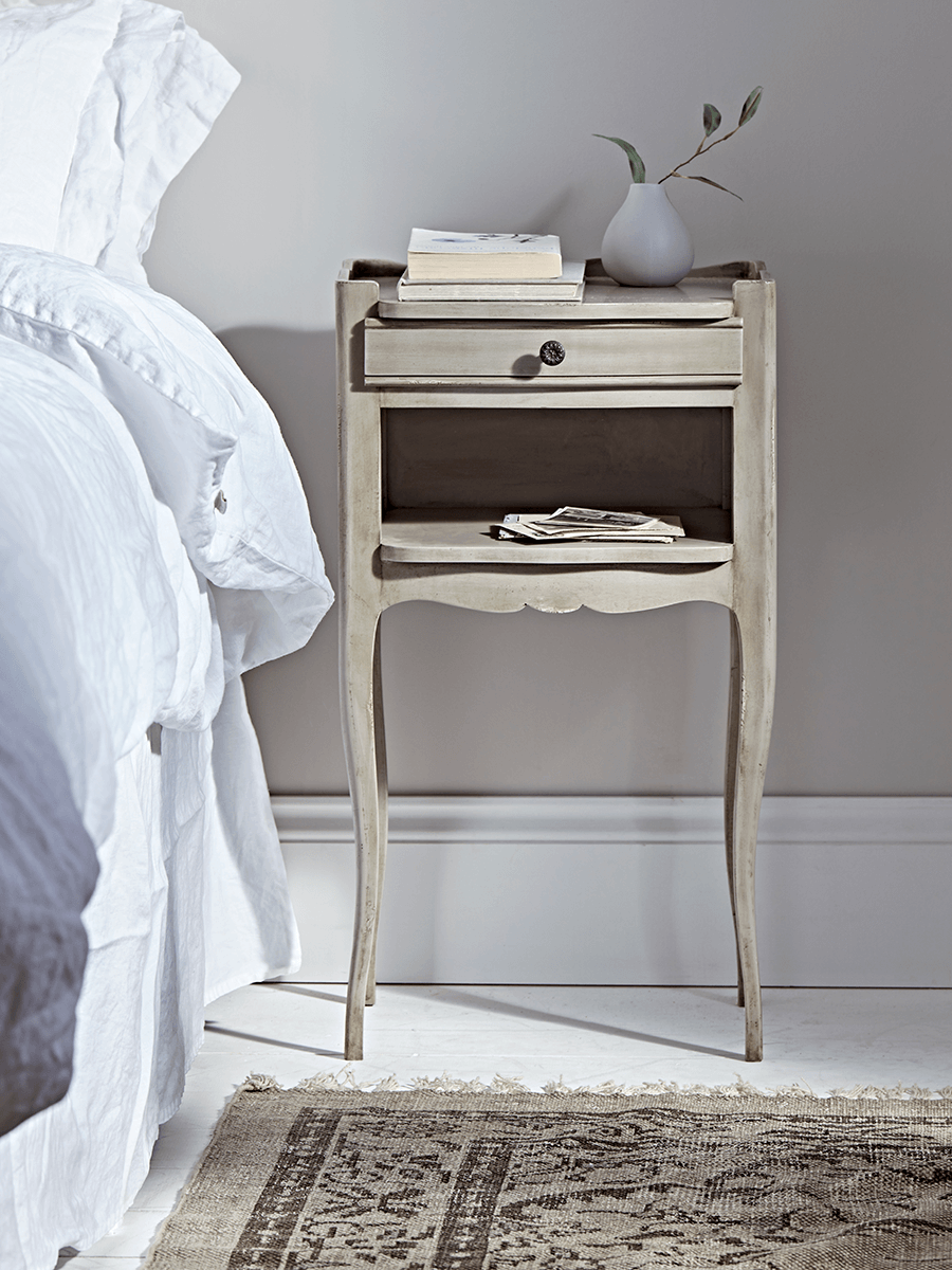 Product photograph of Normandie Slim Bedside Table from Cox and Cox.