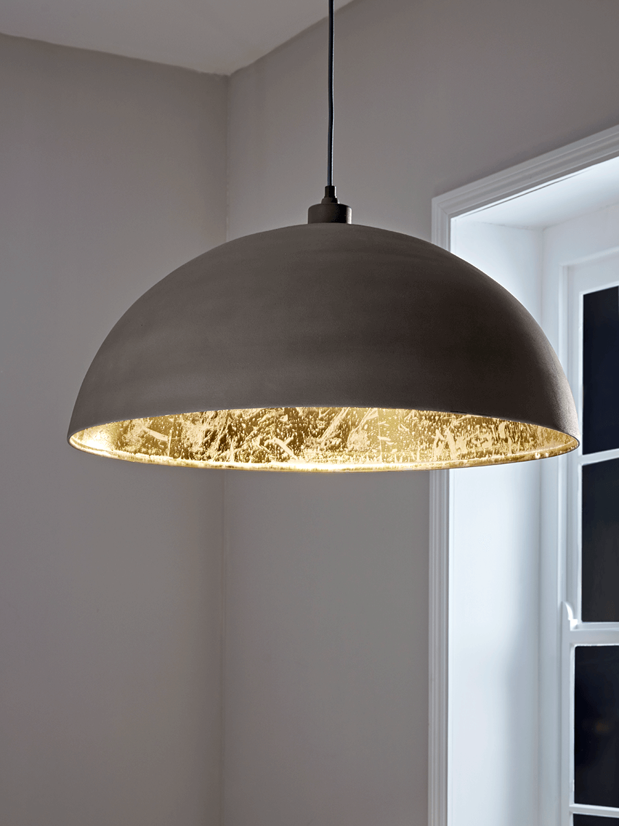 Product photograph of Oversized Grey Gold Domed Pendant from Cox and Cox