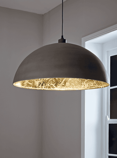 Oversized Grey & Gold Domed Pendant