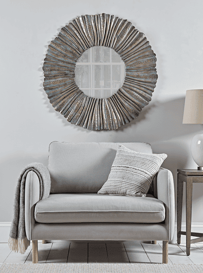 Oversized Pleated Verdigris Mirror