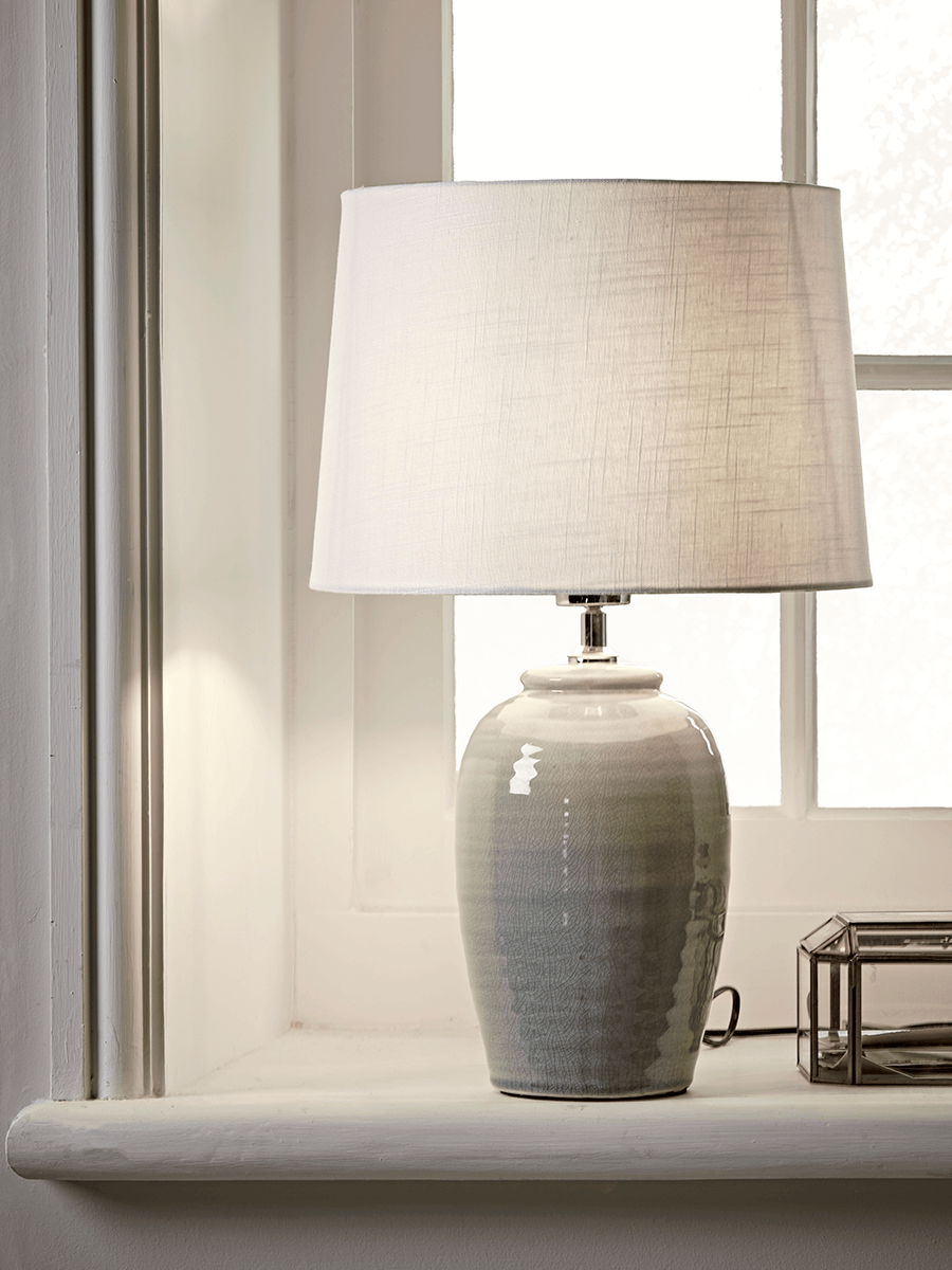 Product photograph of Ribbed Crackle Glaze Table Lamp from Cox and Cox.