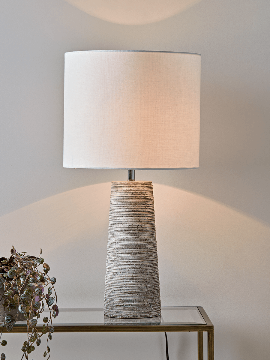 Product photograph of Ribbed Concrete Table Lamp from Cox and Cox