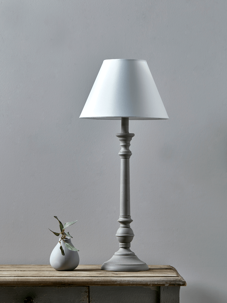 Photo of Tall turned bedside lamp