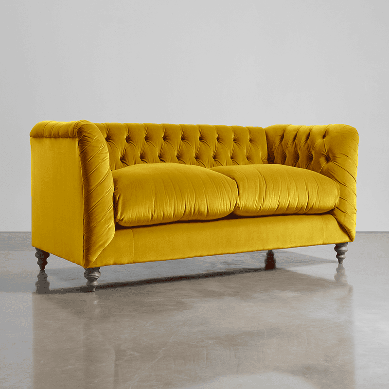 Buttoned Midi Sofa Gold Cotton Velvet