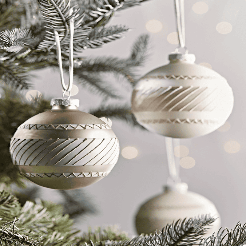 Six Neutral Glass Baubles