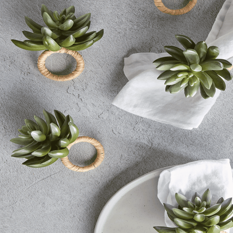 Four Succulent Napkin Rings