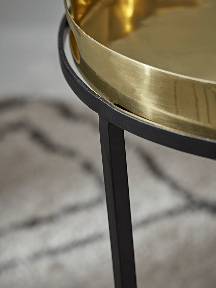 Product photograph of Two Brass Topped Nesting Tables from Cox and Cox.