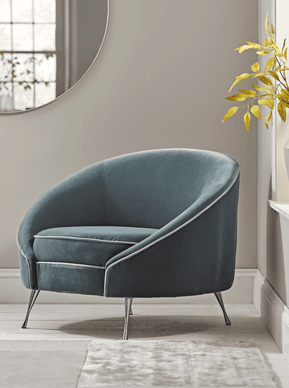 Blue Velvet Tub Chair