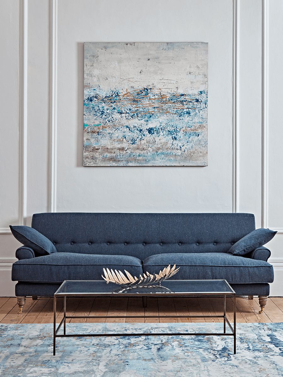 Product photograph of Herringbone Sofa - Blue from Cox and Cox