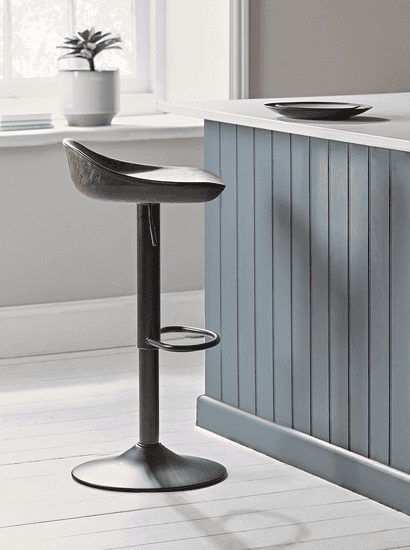 Two Faux Leather Counter Stools - Brown