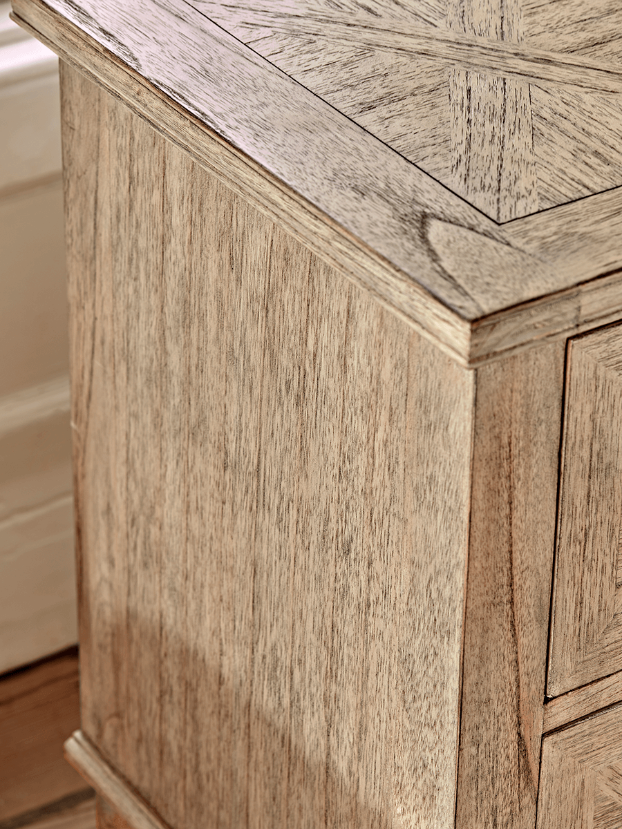 Product photograph of Geometric Parquet Bedside Table from Cox and Cox.