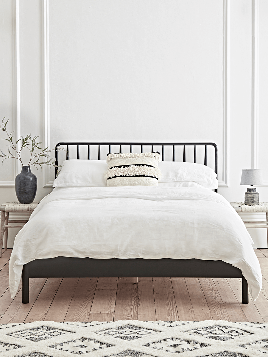 Product photograph of Bergen Oak Kingsize Bed - Black from Cox and Cox