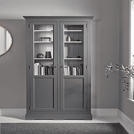 Grey tall sales display cabinet