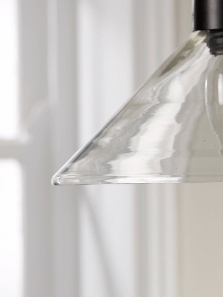 Product photograph of Ribbed Glass Shade Pendant from Cox and Cox.