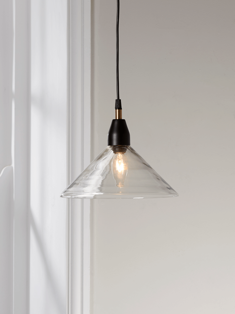 Product photograph of Ribbed Glass Shade Pendant from Cox and Cox.