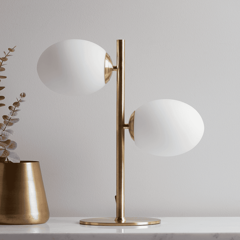 Brass globe table shop lamp