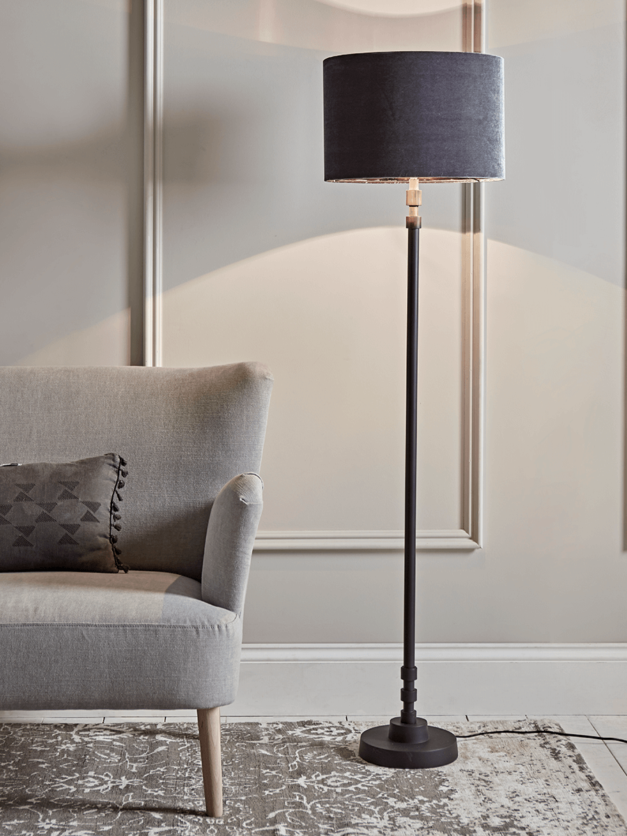 Product photograph of Grey Black Floor Lamp from Cox and Cox.