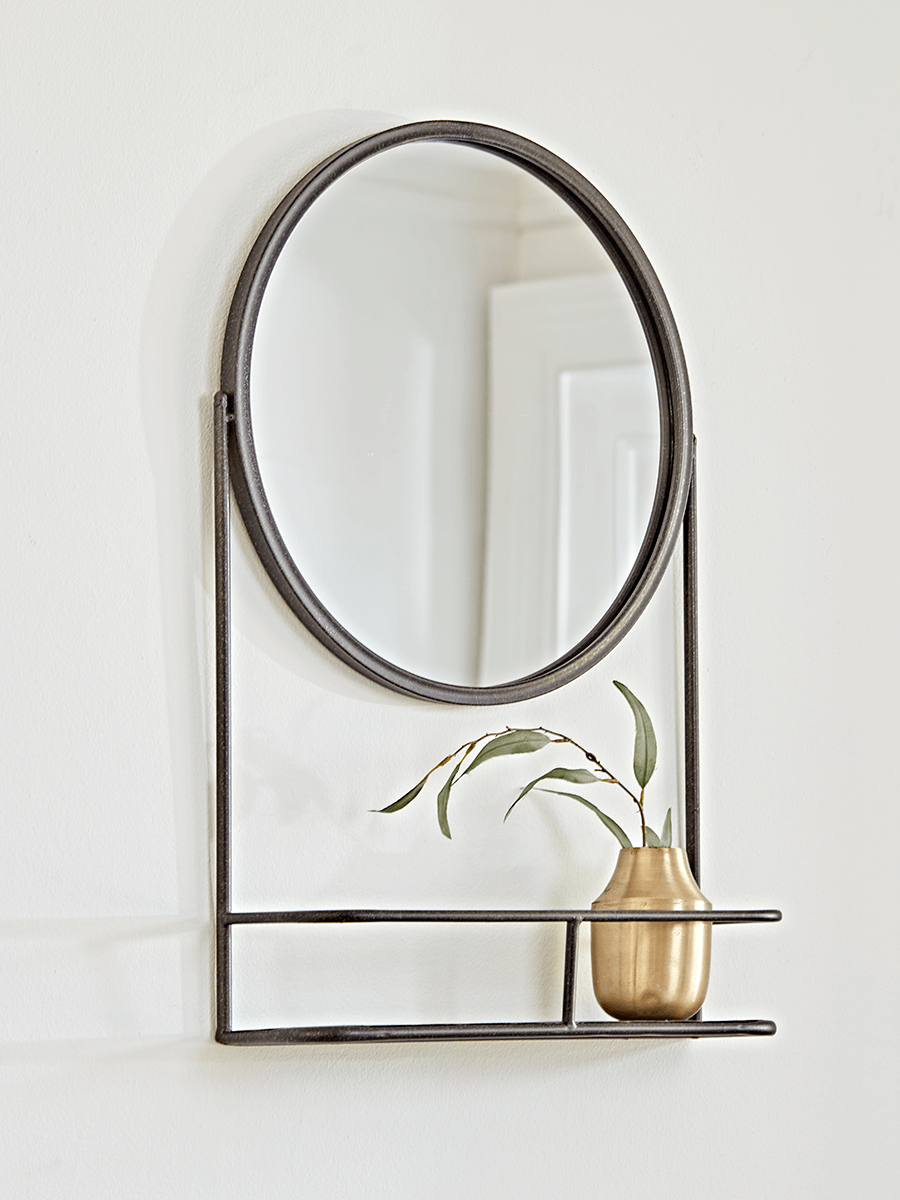 

Bronze Round Shelf Mirror