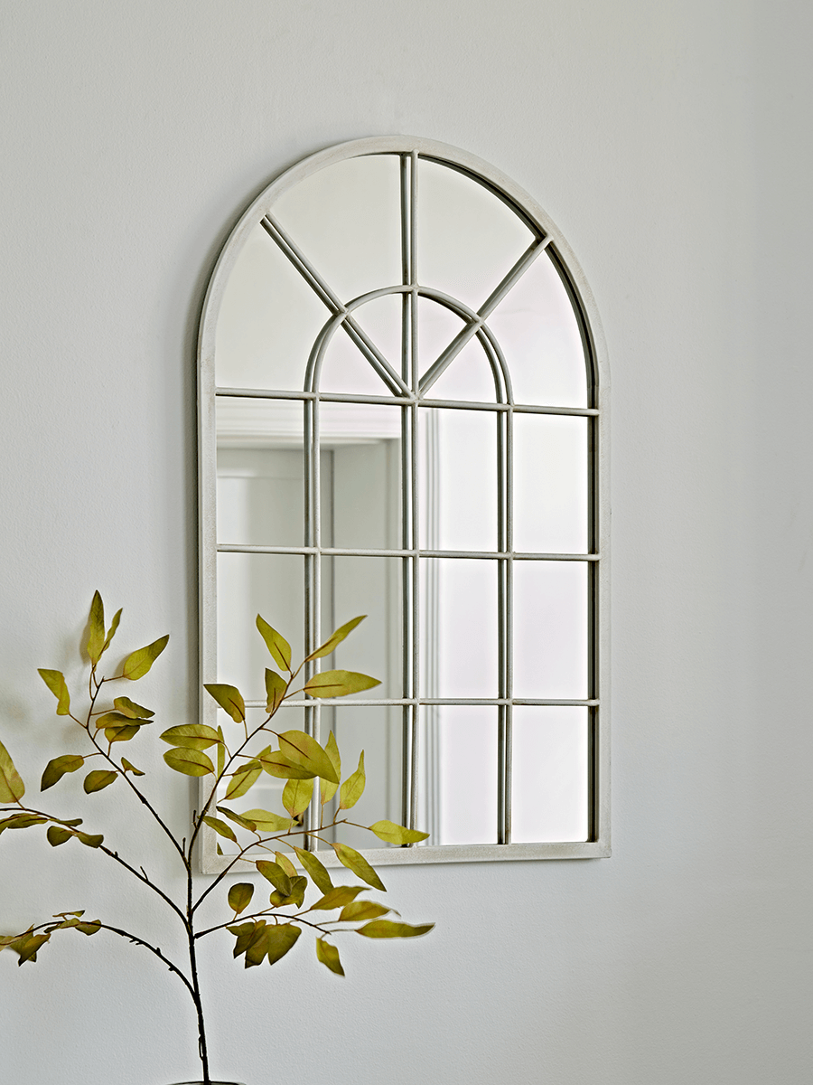 Product photograph of Cream Arched Window Mirror from Cox and Cox