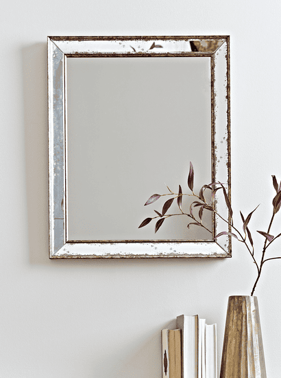 Antiqued Glass Frame Mirror - Large