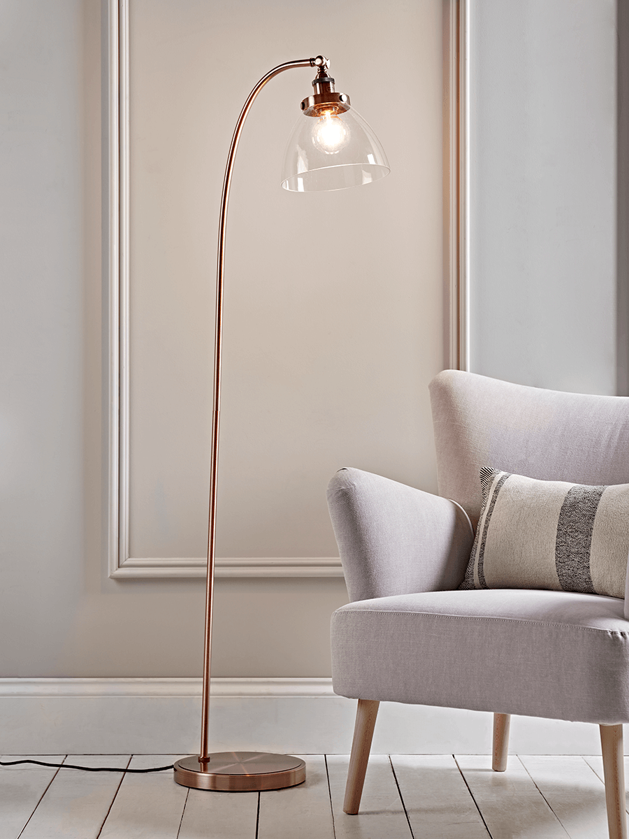 Photo of Domed glass floor lamp - copper