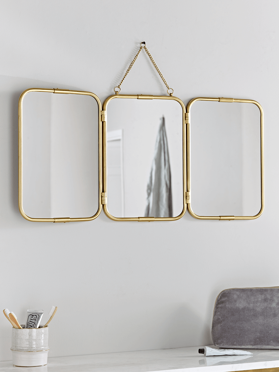 

French Triple Mirror - Brass