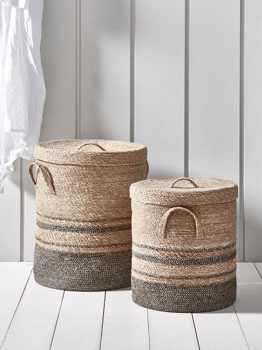 

Two Striped Laundry Baskets