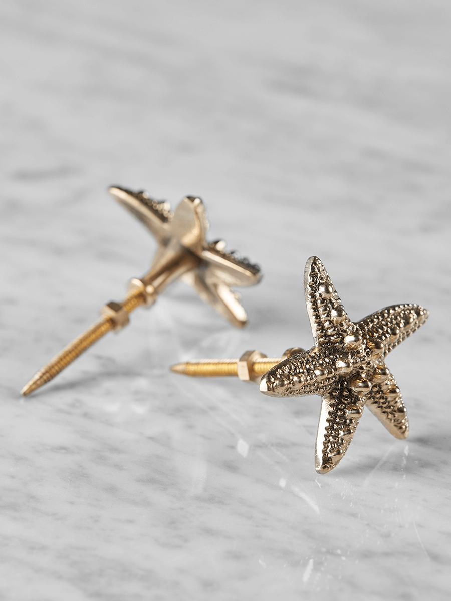 

Two Solid Brass Starfish Knobs