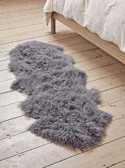 Tibetan Sheepskin Double Rug - Slate