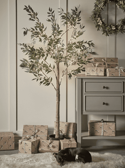 Indoor Outdoor Light Up Faux Olive Tree