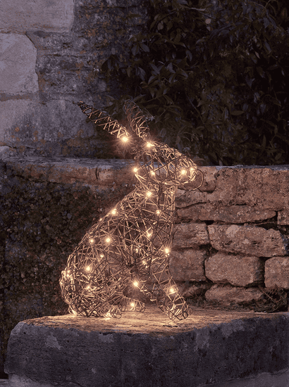 Faux Rattan Light Up Hare